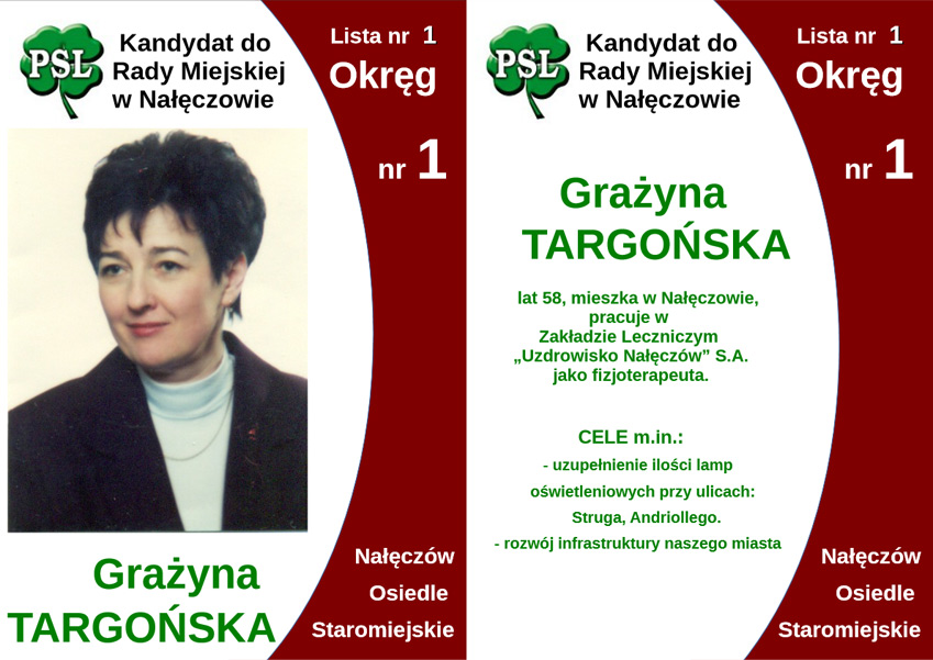 Wybory samorządowe 2014 - kandydaci do Rady Miasta i Gminy Nałęczów i Rady Powiatu - Polskiego Stronnictwa Ludowego
