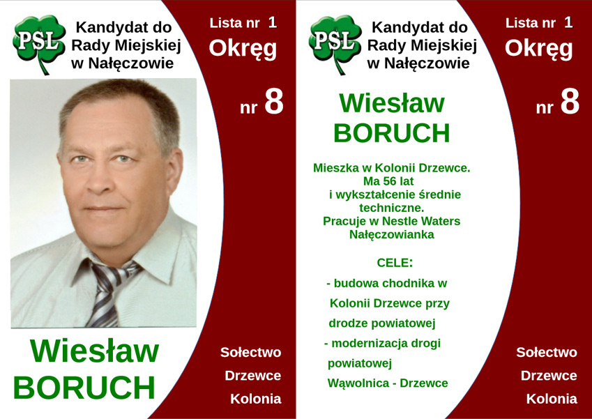 Wybory samorządowe 2014 - kandydaci do Rady Miasta i Gminy Nałęczów i Rady Powiatu - Polskiego Stronnictwa Ludowego