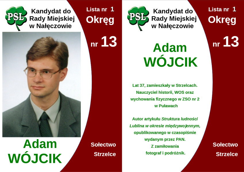 Wybory samorządowe 2014 - kandydaci do Rady Miasta i Gminy Nałęczów i Rady Powiatu - Polskiego Stronnictwa Ludowego