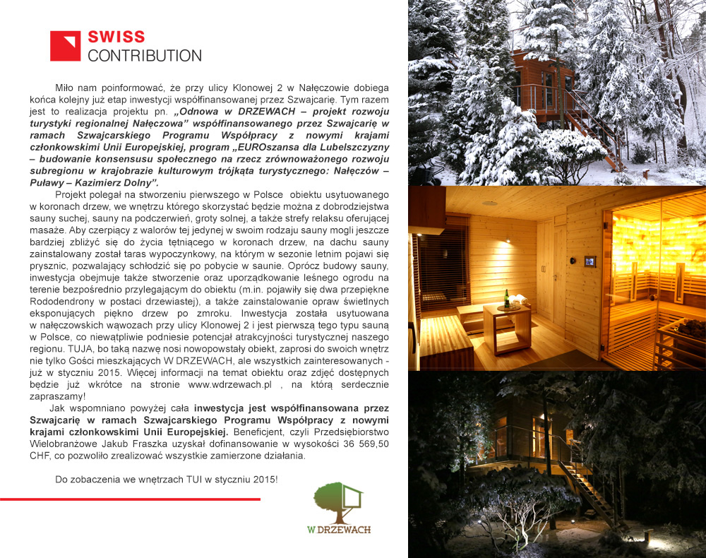Nałęczowski hotel w drzewach - nowa inwestycja - sauna